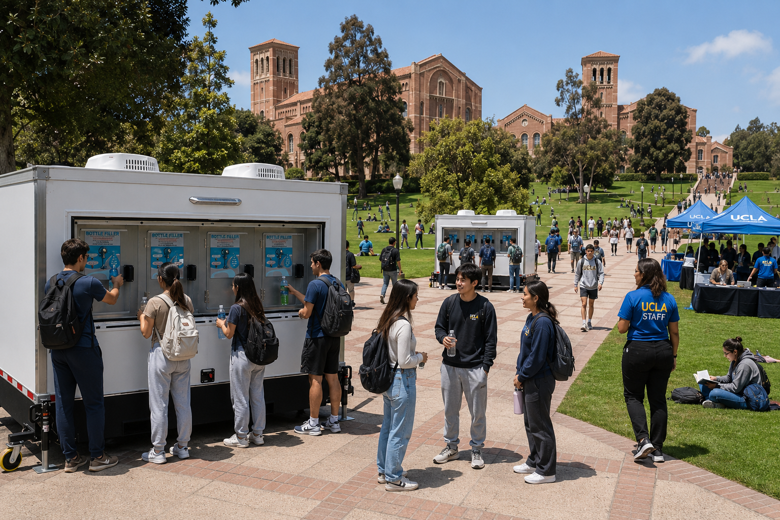 California school and university drinking water station rental at college campus