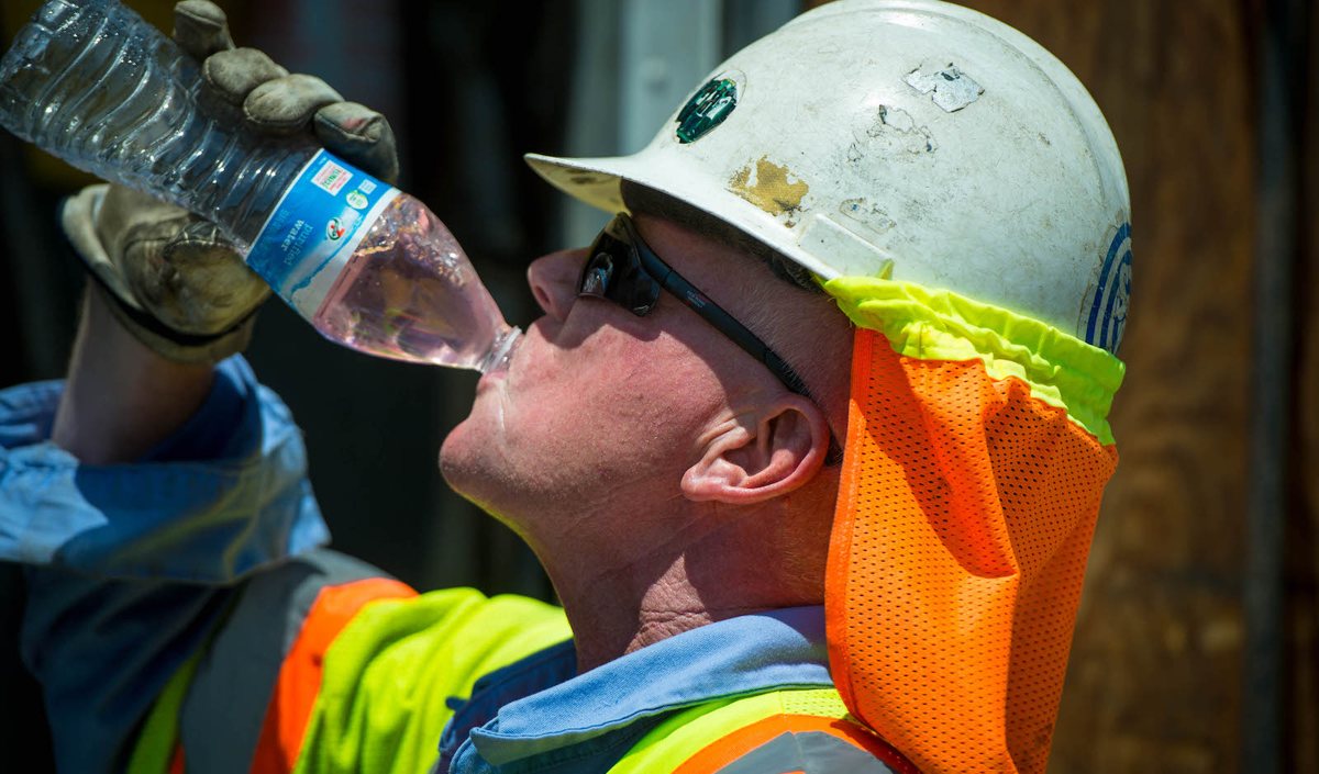 On-Site Hydration Services cold drinking water station trailer on a Fontana warehouse jobsite