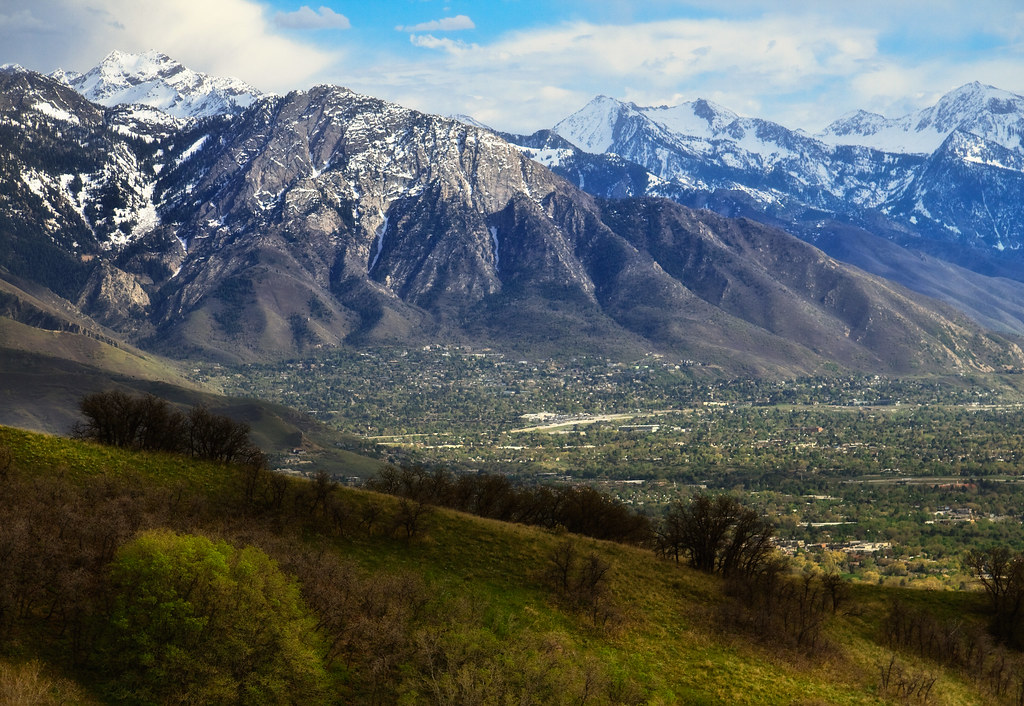 Wasatch Mountains rising over the south Salt Lake Valley above Sandy, Utah