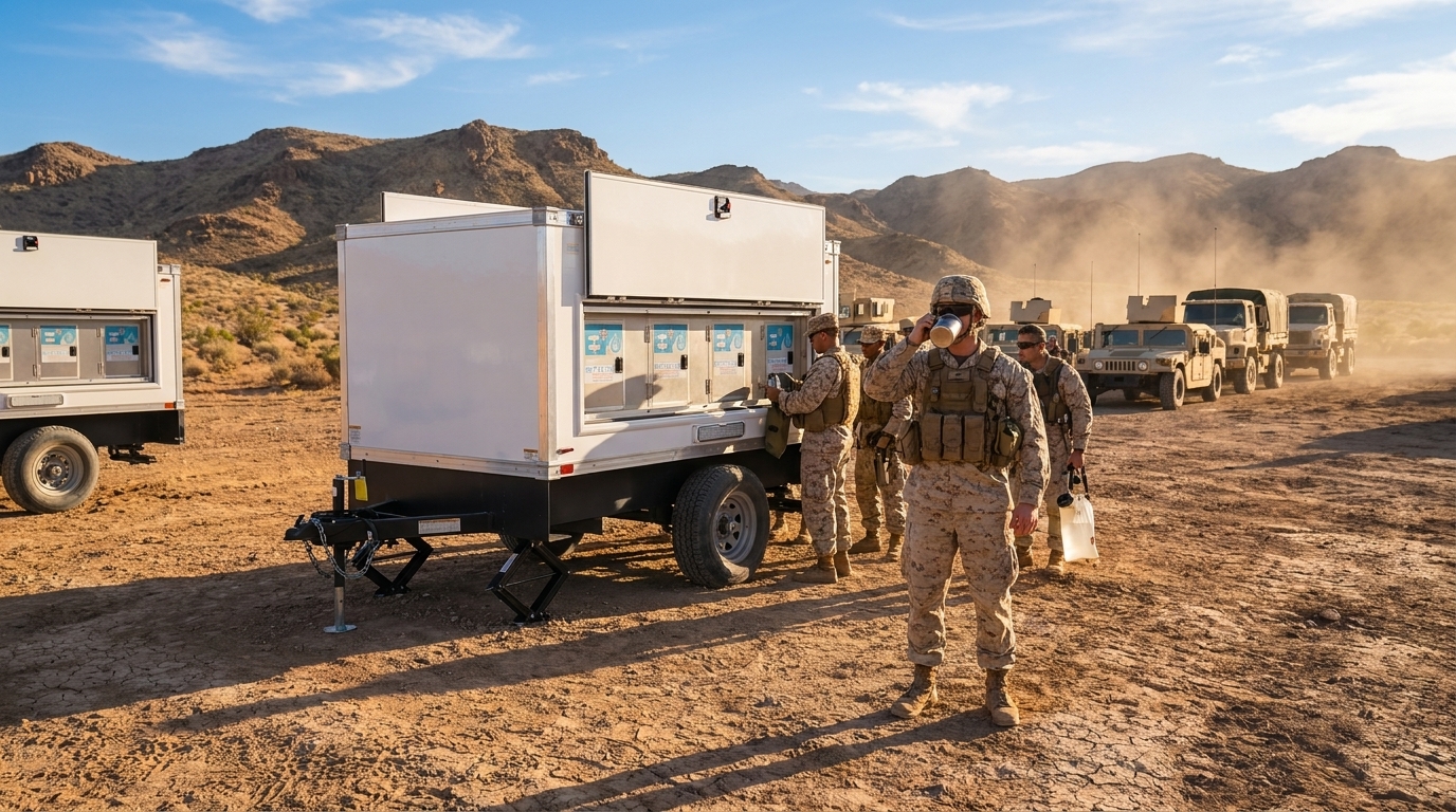 Water station trailer staged and ready to pour