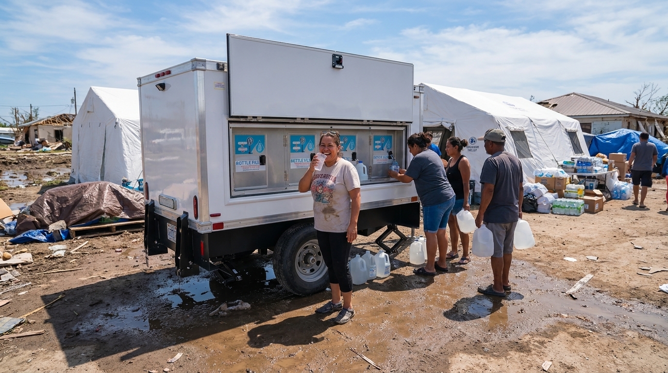 Outdoor crew with the cold drinking water heat rules call for