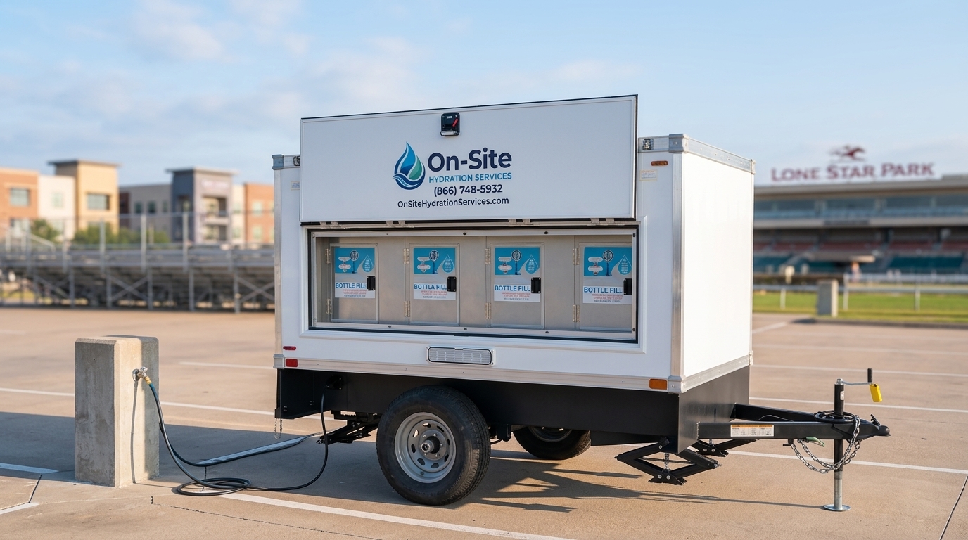 Signature Series water station trailer from On-Site Hydration Services ready for delivery to a Grand Prairie work site