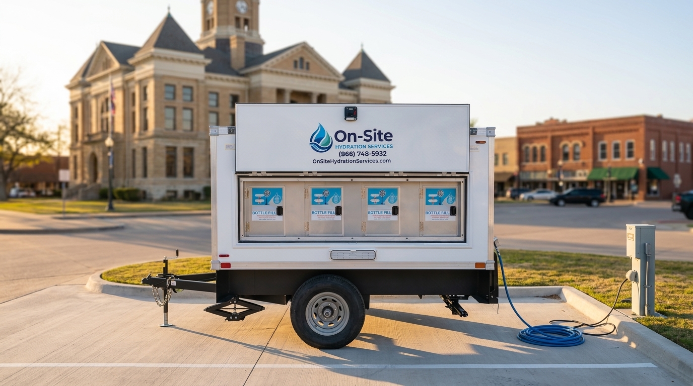 Signature Series water station trailer from On-Site Hydration Services ready for delivery to a McKinney work site