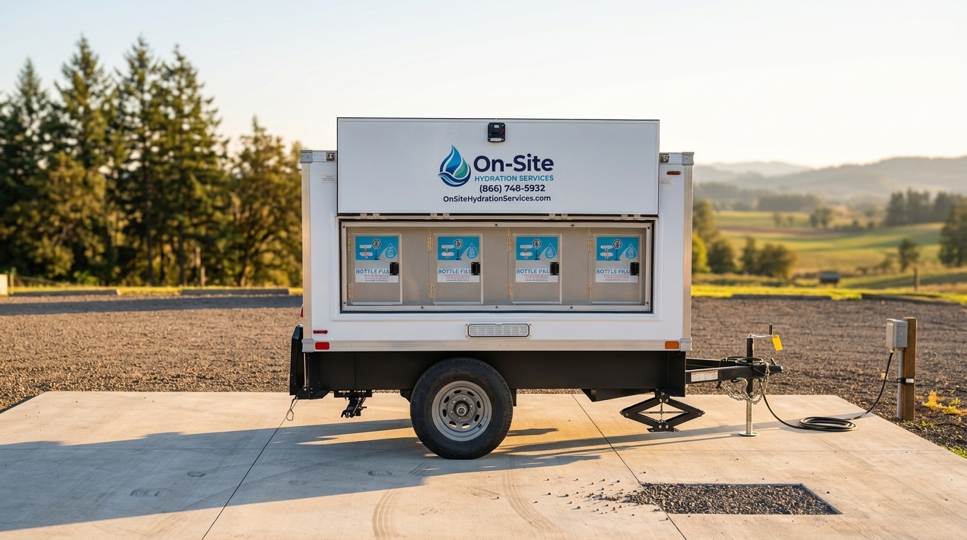 Chilled bottle-fill water trailer ready for an Oregon or Portland site