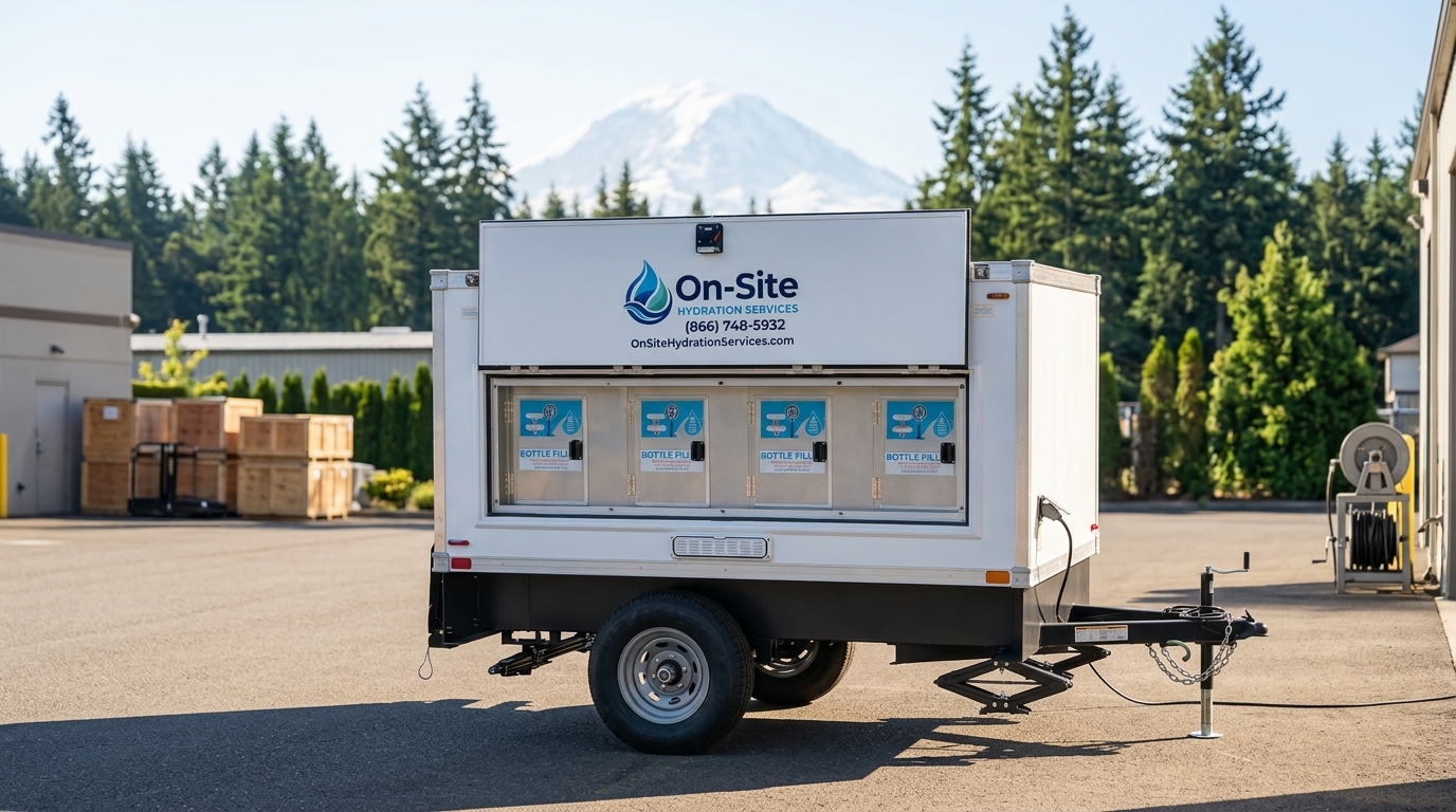 Signature Series water station trailer staged for Washington crews, Seattle on the same route